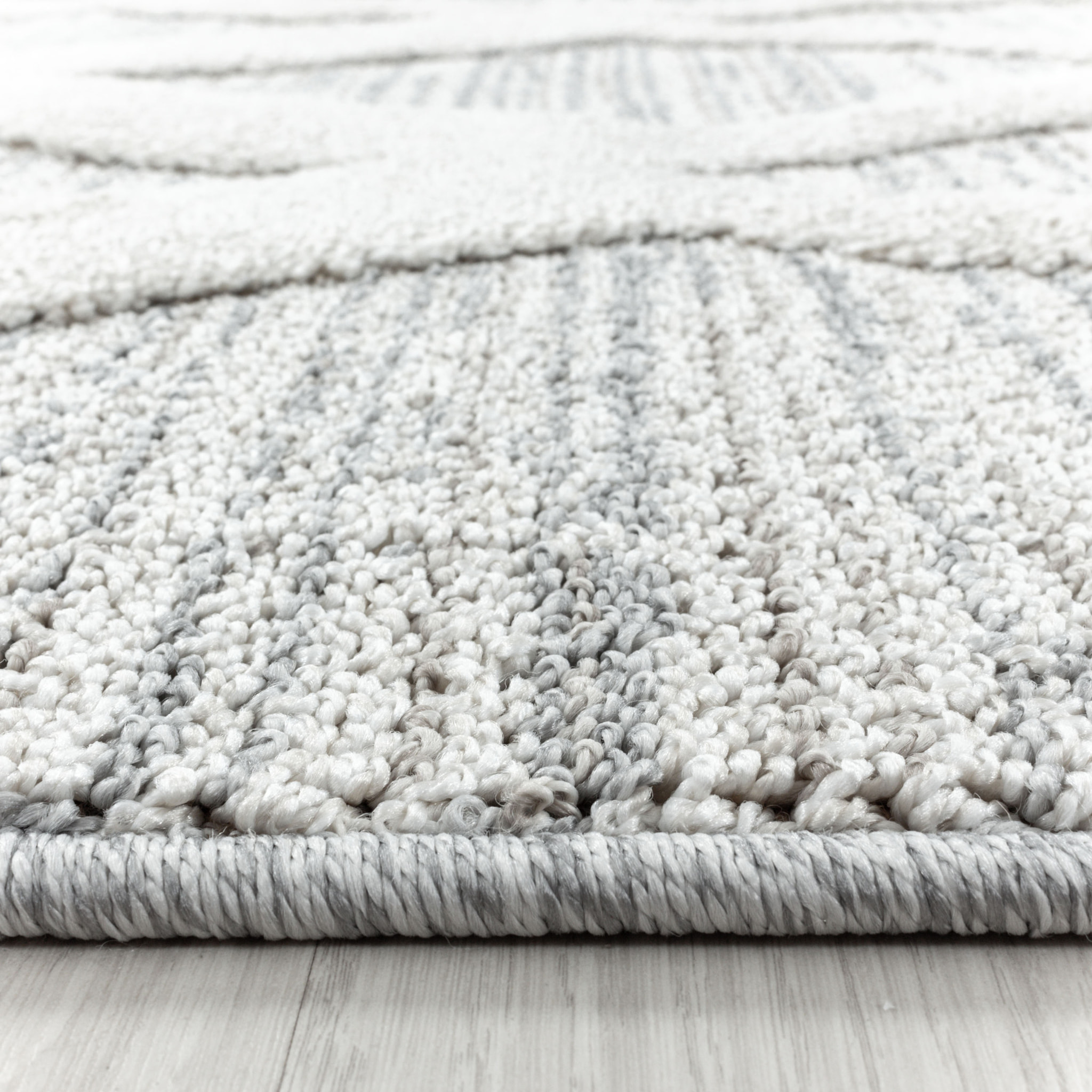 PISA - Tapis de salon rond à motif berbère gris - PIS4703GRI