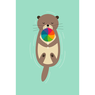 Tableau loutre en baignade Toile imprimée