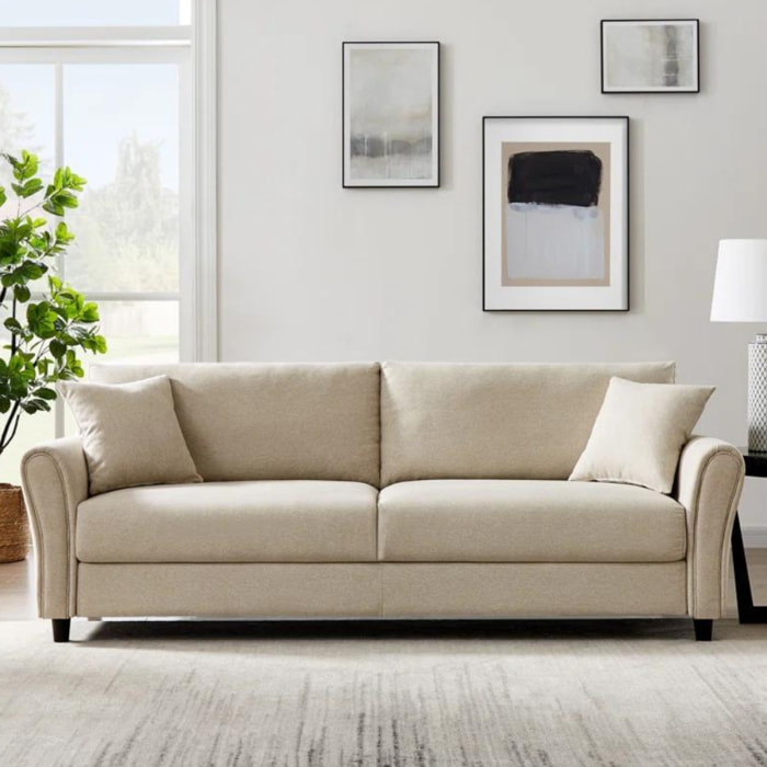 MALERNE - Canapé droit en tissu 4 places beige