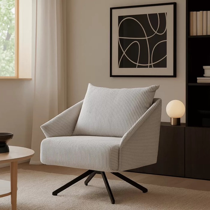 Fauteuil pivotant Milo velours beige Kare Design