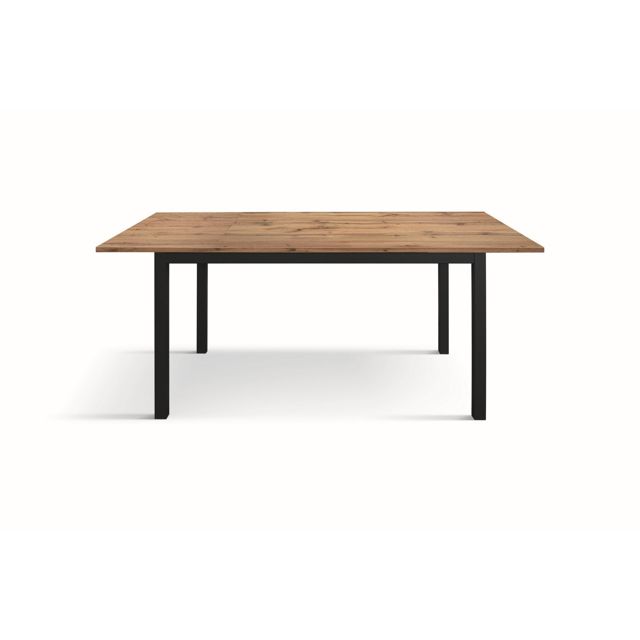Tavolo TROPEA in legno, finitura rovere rustico e base in metallo verniciato antracite, allungabile 160x90 cm - 210x90 cm