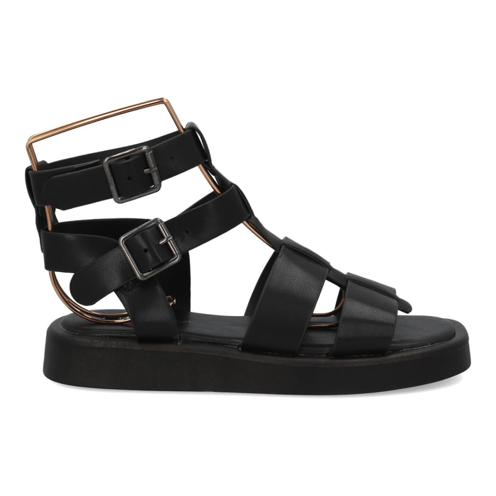 Sandalia romana mujer cómoda con tiras y hebillas
