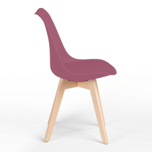 Sedia da cucina ergonomica gambe legno bordeaux 4 pz - Candice