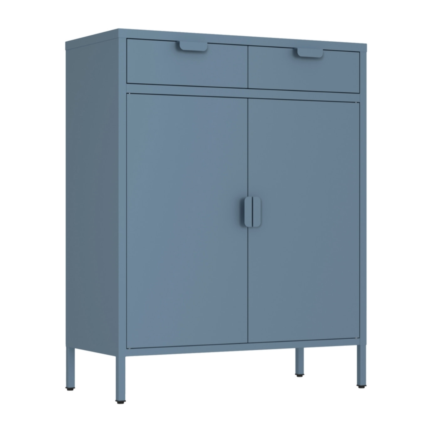 Credenza metallo 2 ante e 2 cassetti 80x38x110cm blu - Pop