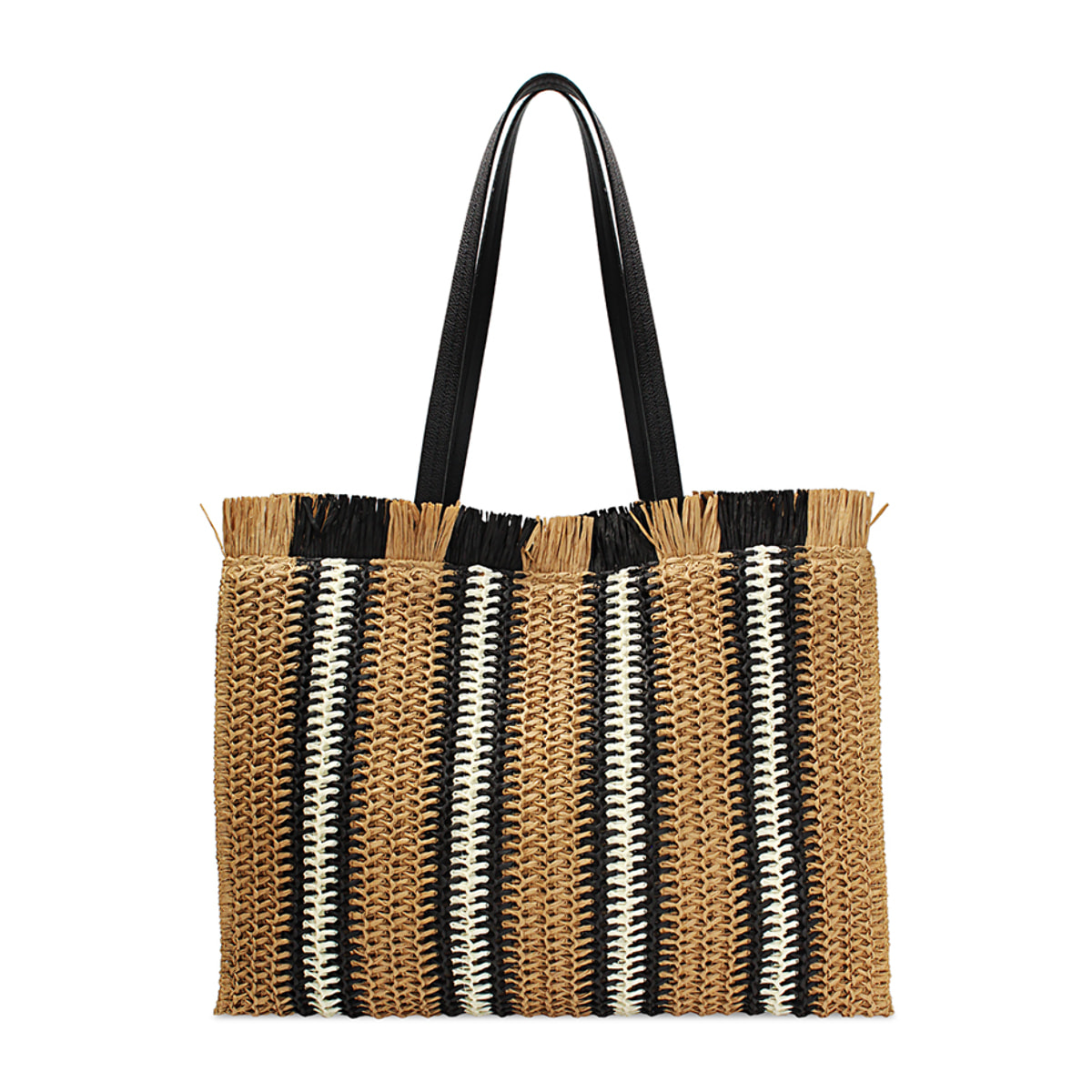 Borsa donna mare grande nera in raffia