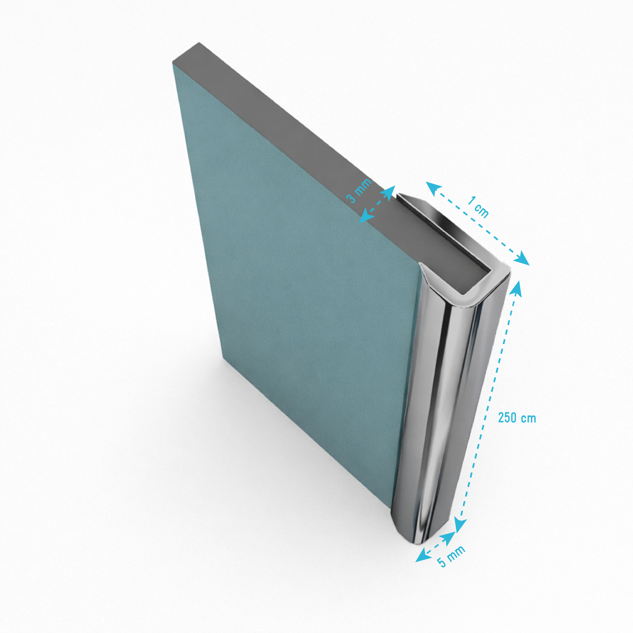 2 profilés muraux de finition en aluminium Chrome H250 cm compatible avec WALL'IT et STONE'IT