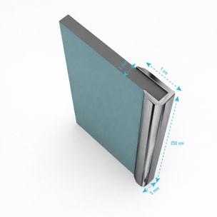 2 profilés muraux de finition en aluminium Chrome H250 cm compatible avec WALL'IT et STONE'IT