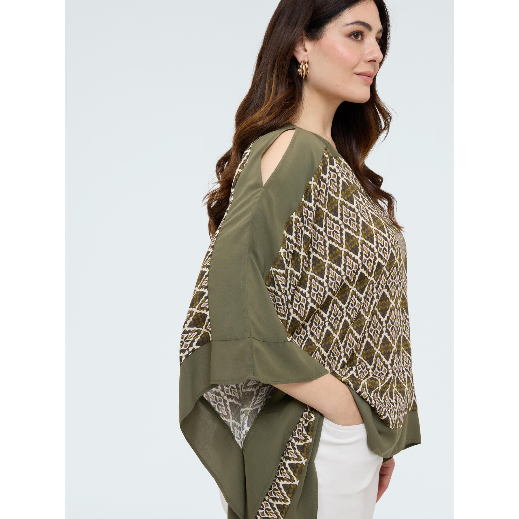 Fiorella Rubino - Blusa in raso di viscosa con stampa - Verde militare