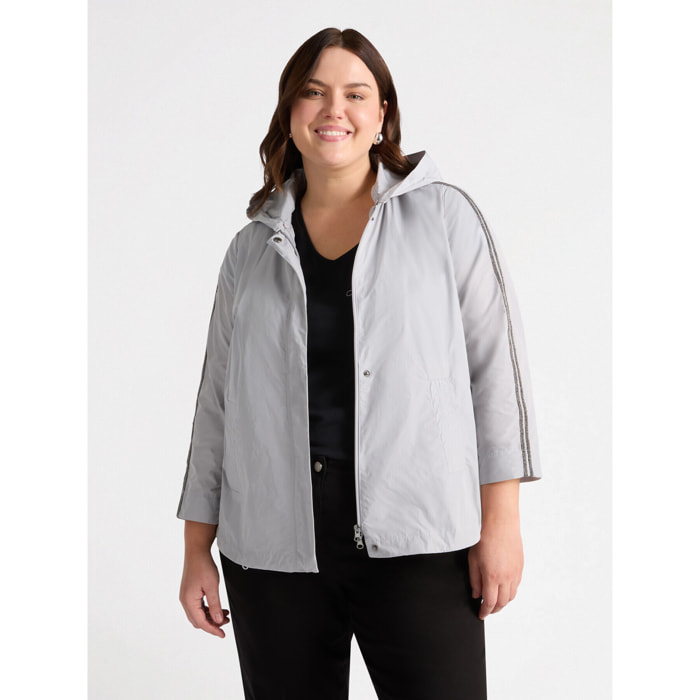 Fiorella Rubino - Parka antigoccia con ricamo - Grigio