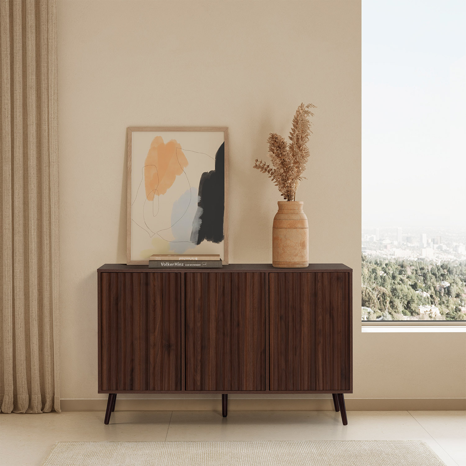 Aparador Lluvia 3 puertas efecto Nogal