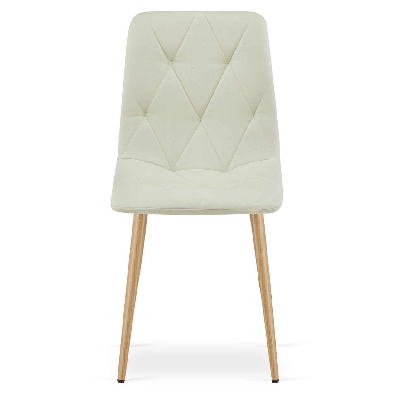 Set di 2 sedie Libra in tessuto beige e gambe effetto legno
