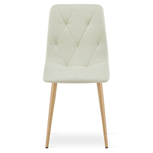 Set di 2 sedie Libra in tessuto beige e gambe effetto legno