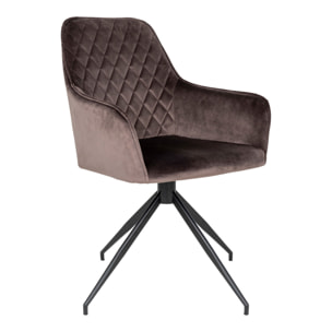 Sedia da pranzo girevole Harbo in velluto mushroom con base nera
