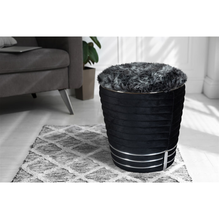 Pouf di design Doric 300 in legno di pioppo nero e grafite