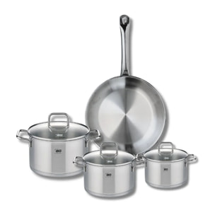Ensemble de 1 Poêle de cuisson 24 cm et 3 faitouts 12, 14 et 16 cm Elo Profi Citrin