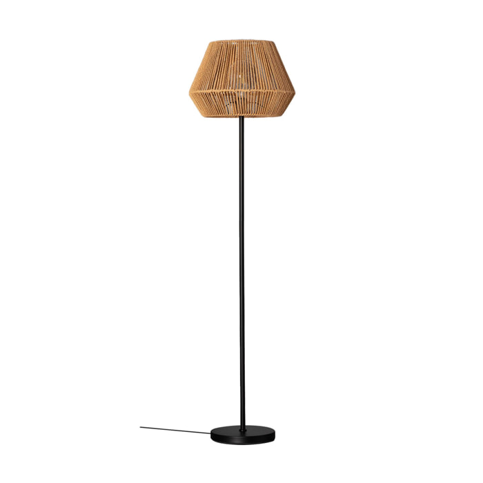 Lampadaire salon effet rotin Gabin naturel H 150cm