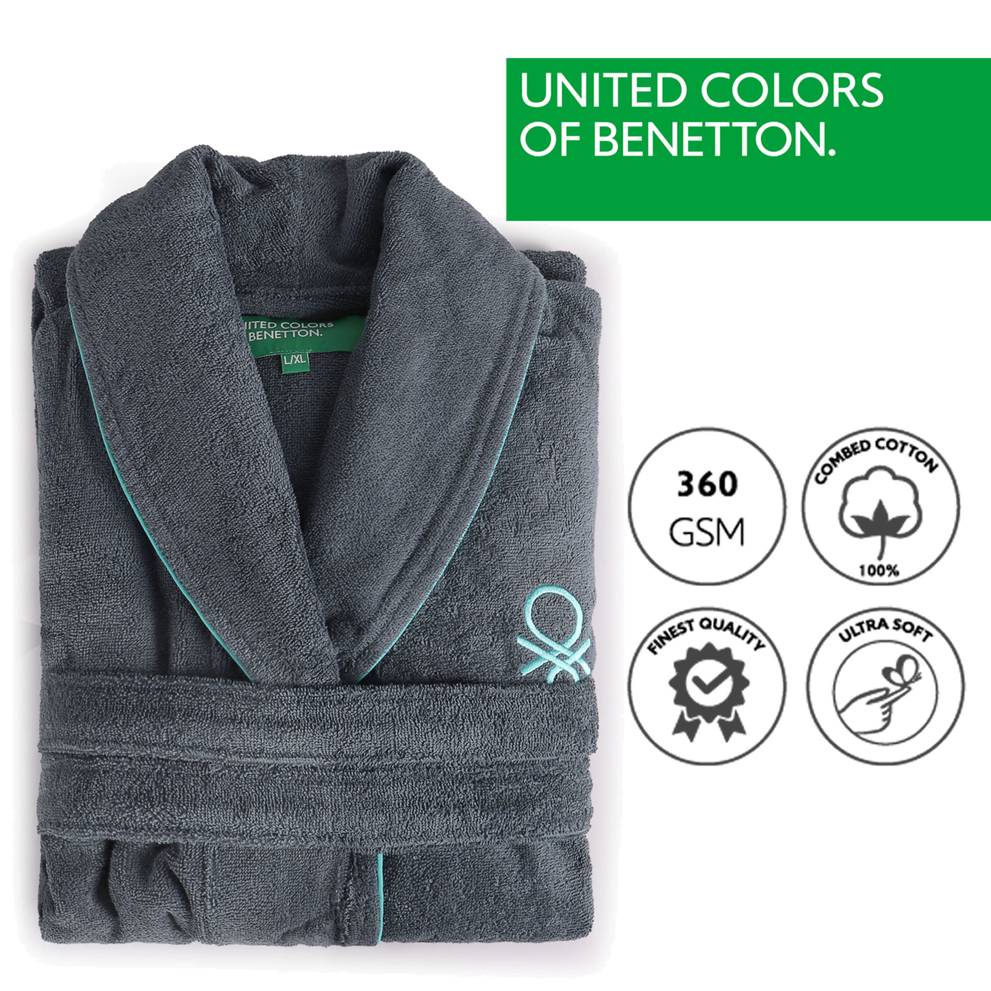 Albornoz m/l gris oscuro  benetton