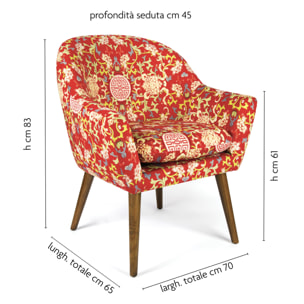 Poltrona Excelsa La Via Della Seta poliestere e legno 70x65x83 cm multicolor