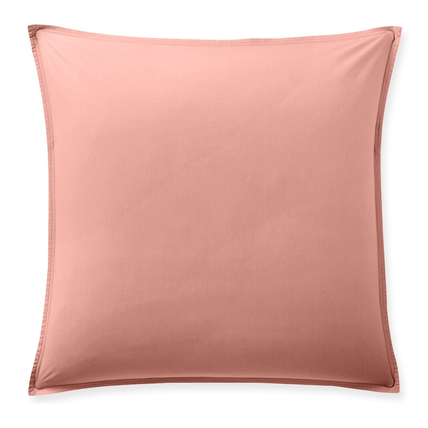 Paire de taies d'oreiller avec volant 100% percale de coton lavé rose poudré