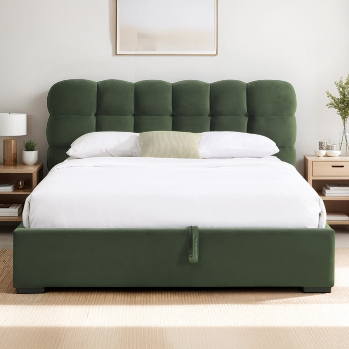 Lit coffre avec tête de lit en velours - LOLA