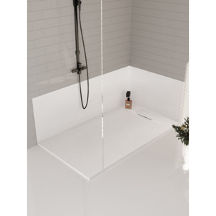 Receveur à poser en matériaux composite SMC - Finition ardoise blanc mat - 80x120 cm