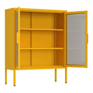 Vetrina in metallo 2 ante con ripiani 80x38x100h cm senape - Pop
