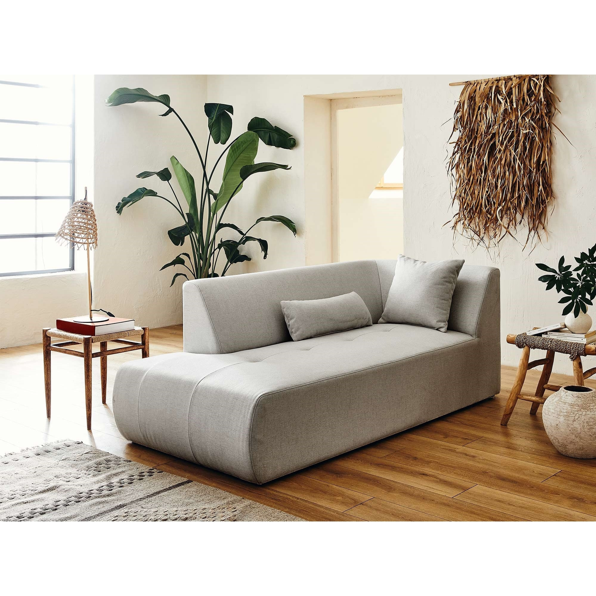 Onyx - canapé modulable panoramique d'angle gauche 7 places - en tissu - Gris clair