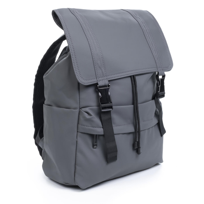 Mochila multi compartimento, porta Laptop 13''. Capa impermeable. Adaptable a Trolley. Repelente al agua.