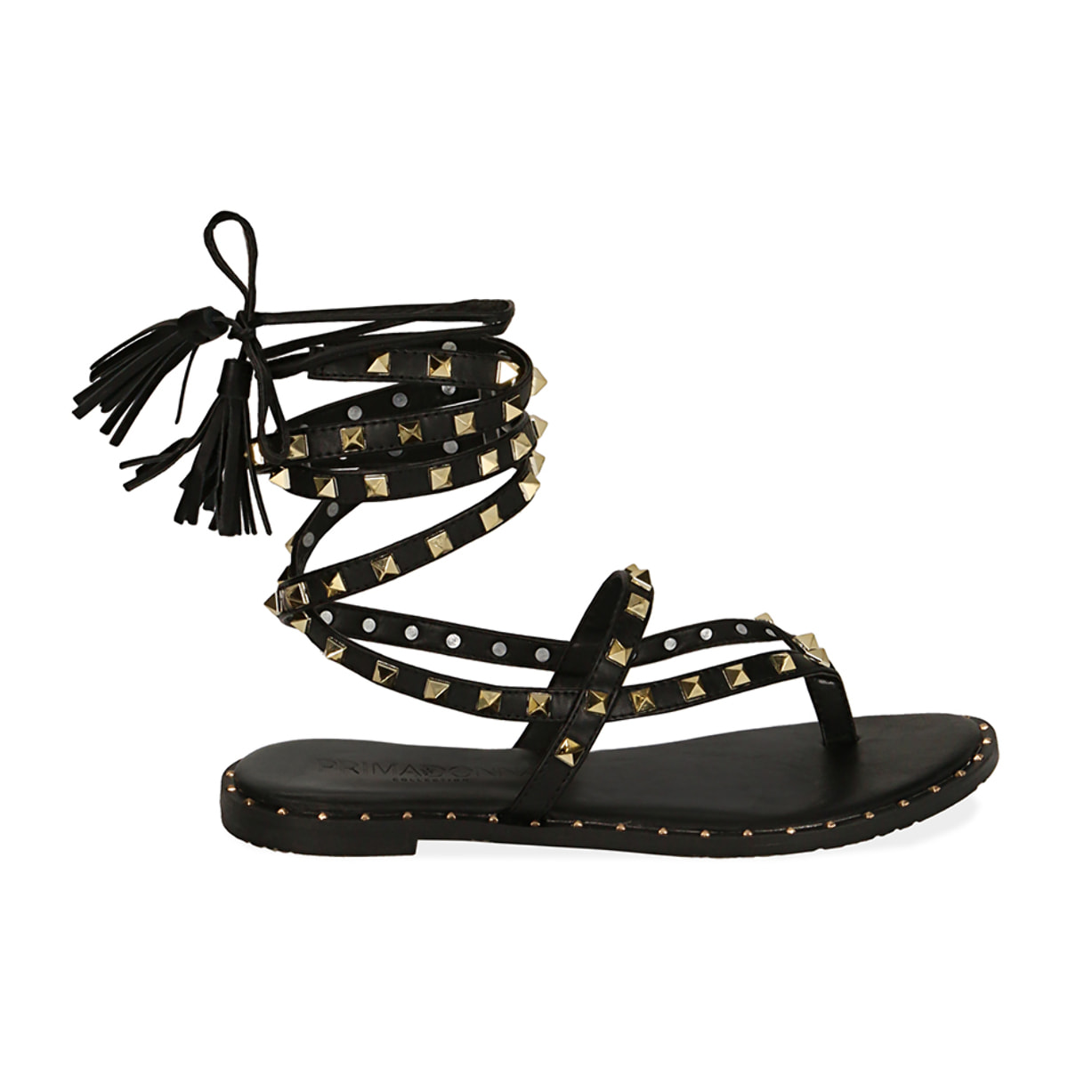 Sandalias flip-flop negras con tachuelas
