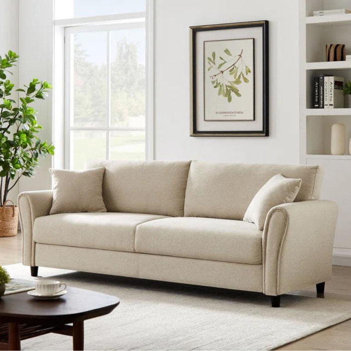 MALERNE -  Canapé droit en tissu 4 places beige