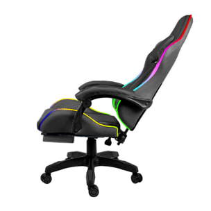 Sedia Gaming Con LED RGB Telecomando Poltrona Ufficio Scrivania Casa PC Racing Girevole Ergonomica Ecopelle Cuscino Lombare Poggiapiedi Nero