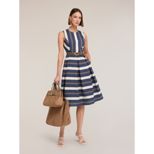 Motivi - Vestito linea ad A tinto filo a righe - Blu