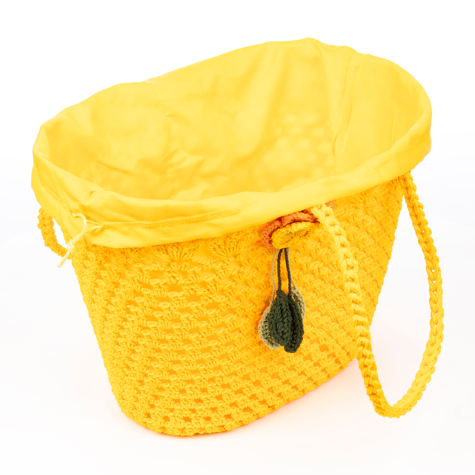 Zeccone borsa a spalla donna. Realizzata in cotone, con pon pon decorativo.