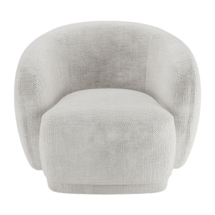 Fauteuil design demi-tonneau tissu chenille blanc