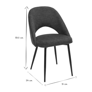 Chaises vintage en tissu effet velours texturé bleu foncé et métal noir (lot de 2) COSETTE