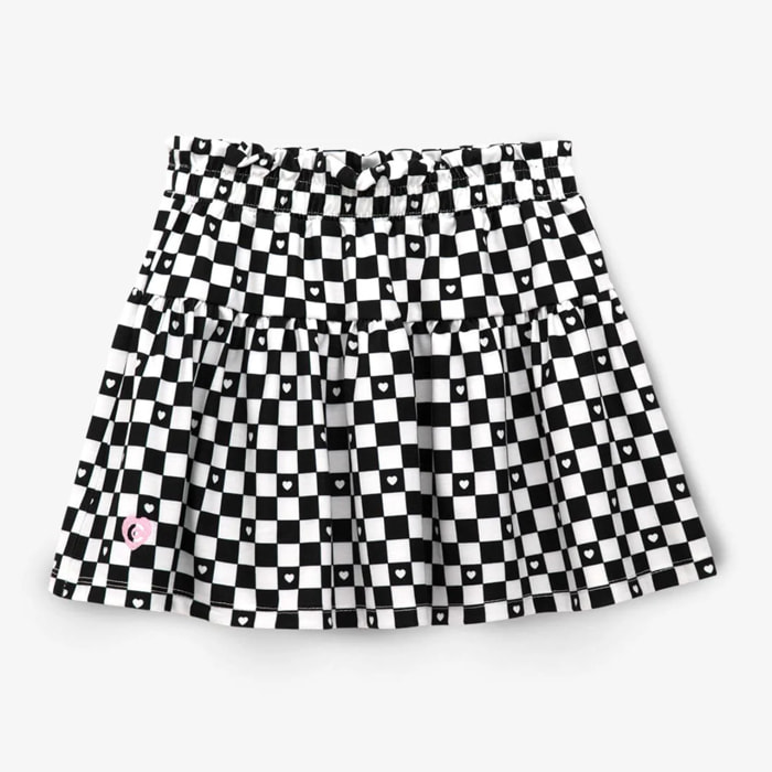 Girl's Black Checkerboard Skirt