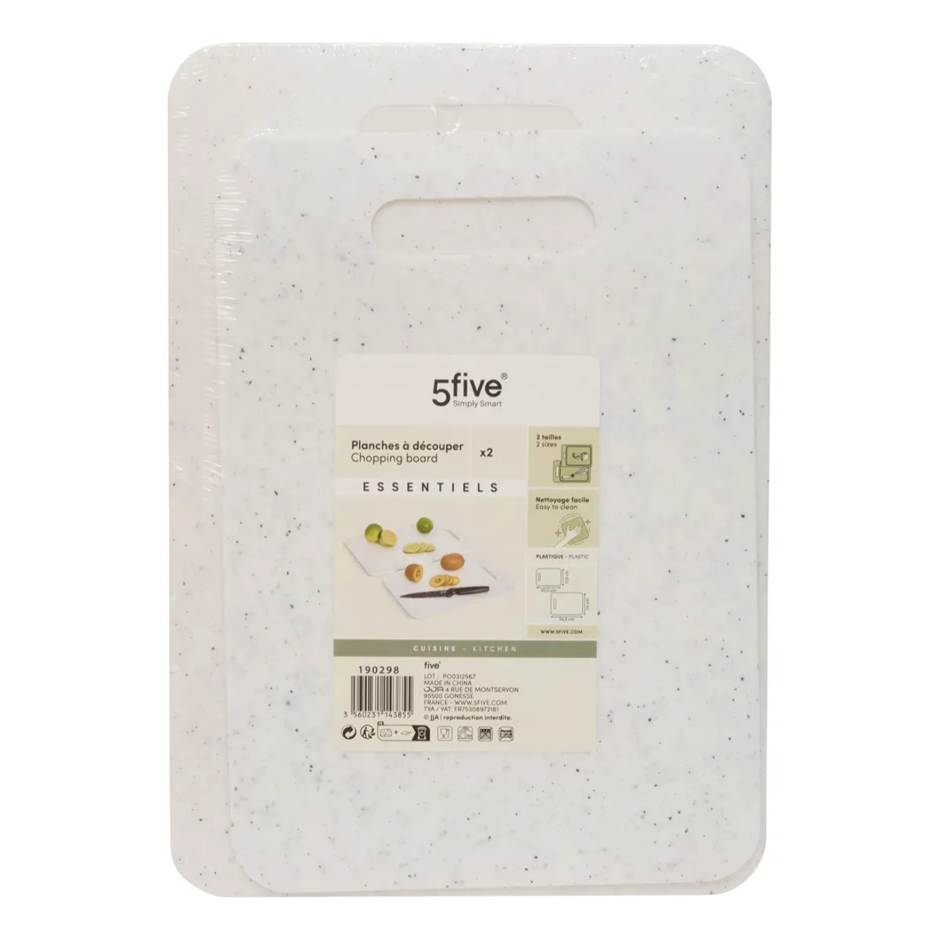 Planche à découper Essentiels L21,5/24cm blanc 2 pièces