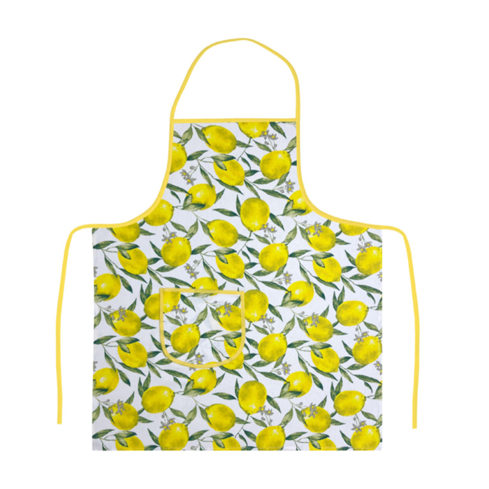 Set 2 Pezzi Grembiule Cucina Con Tasche 100% Cotone Disegno Peschiera