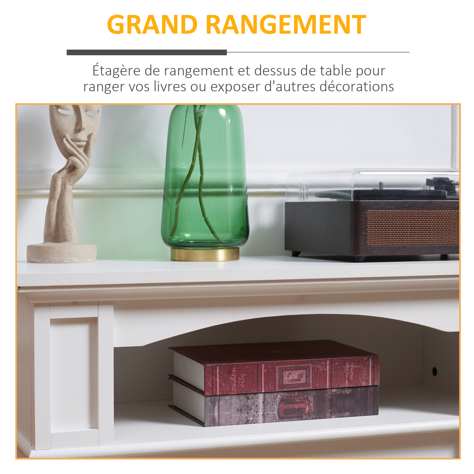 Cheminée électrique XL style classique chic 1800W  effet flammes LED réglable télécommande blanc