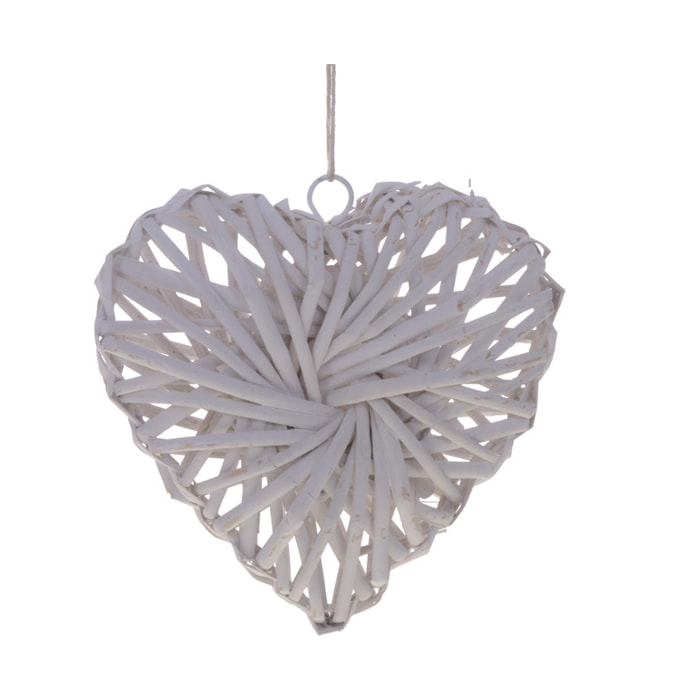 Cuore Intrecciato. Altezza 42 Cm - Pezzi 3 - 42X9X40cm - Colore: Bianco - Bianchi Dino - Cuori Rattan E In Vari Materiali