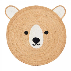 Tapis rond fait main en jute motif animaux LOMI
