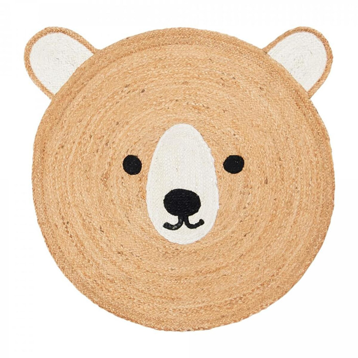 Tapis rond fait main en jute motif animaux LOMI