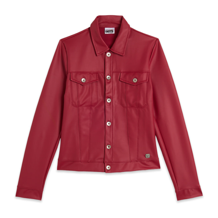 Giacca trucker in similpelle con taglio corto