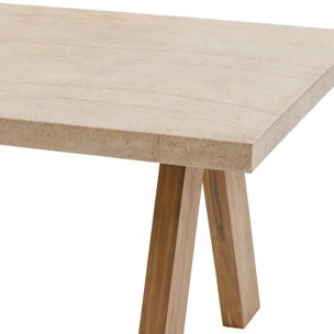 Table de jardin rectangulaire "Venizia" effet travertin 8 places en acacia