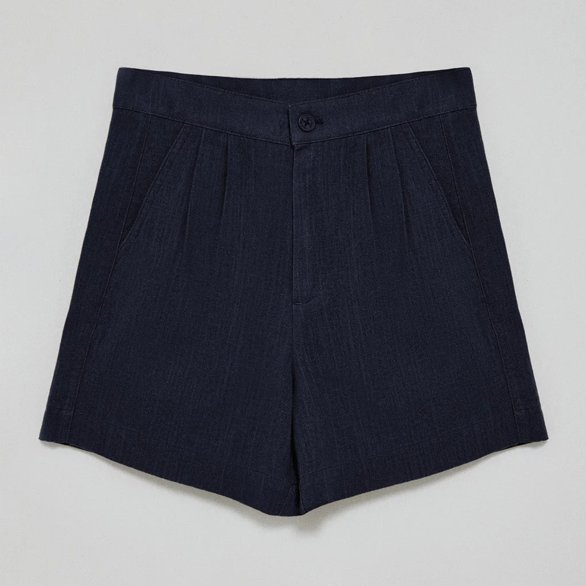 Pantalón corto Soller azul marino de lino y algodón con detalle Polo Club