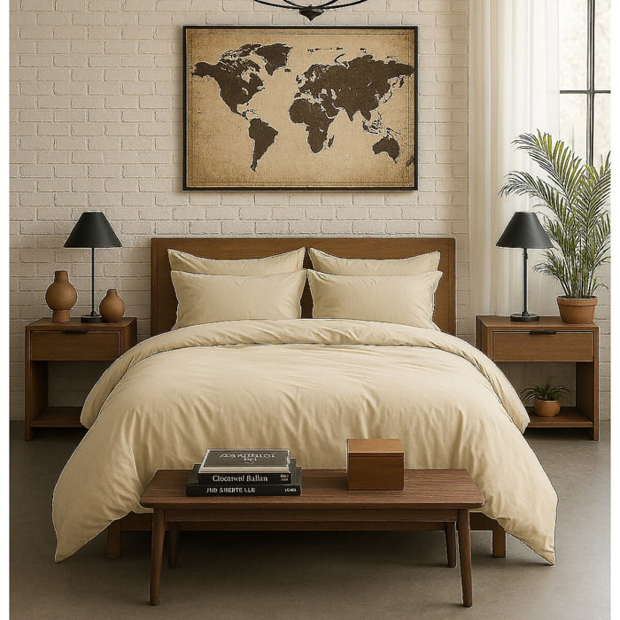 Housse De Couette 100% Percale De Coton Lavé écru