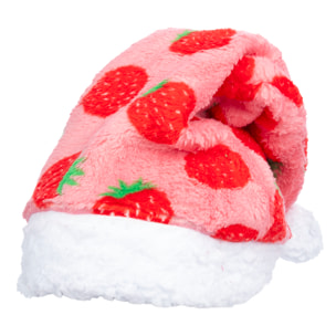 Cappello in peluche extra morbido. Design fragole. 31x48 cm.