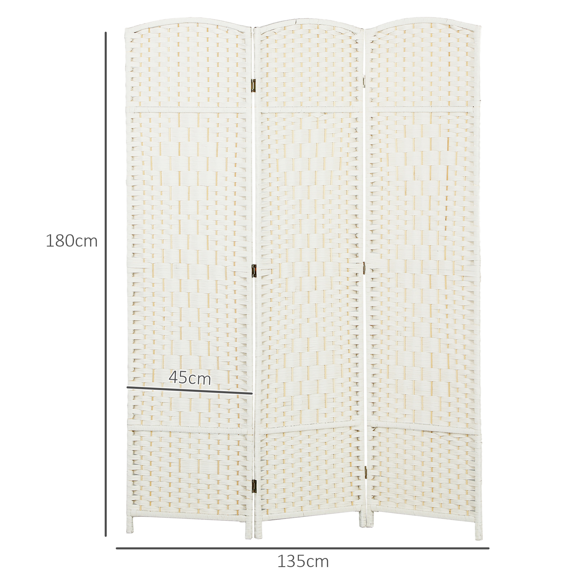 Paravent intérieur 3 panneaux pliables en bois séparateur de pièce style bohème tissé blanc