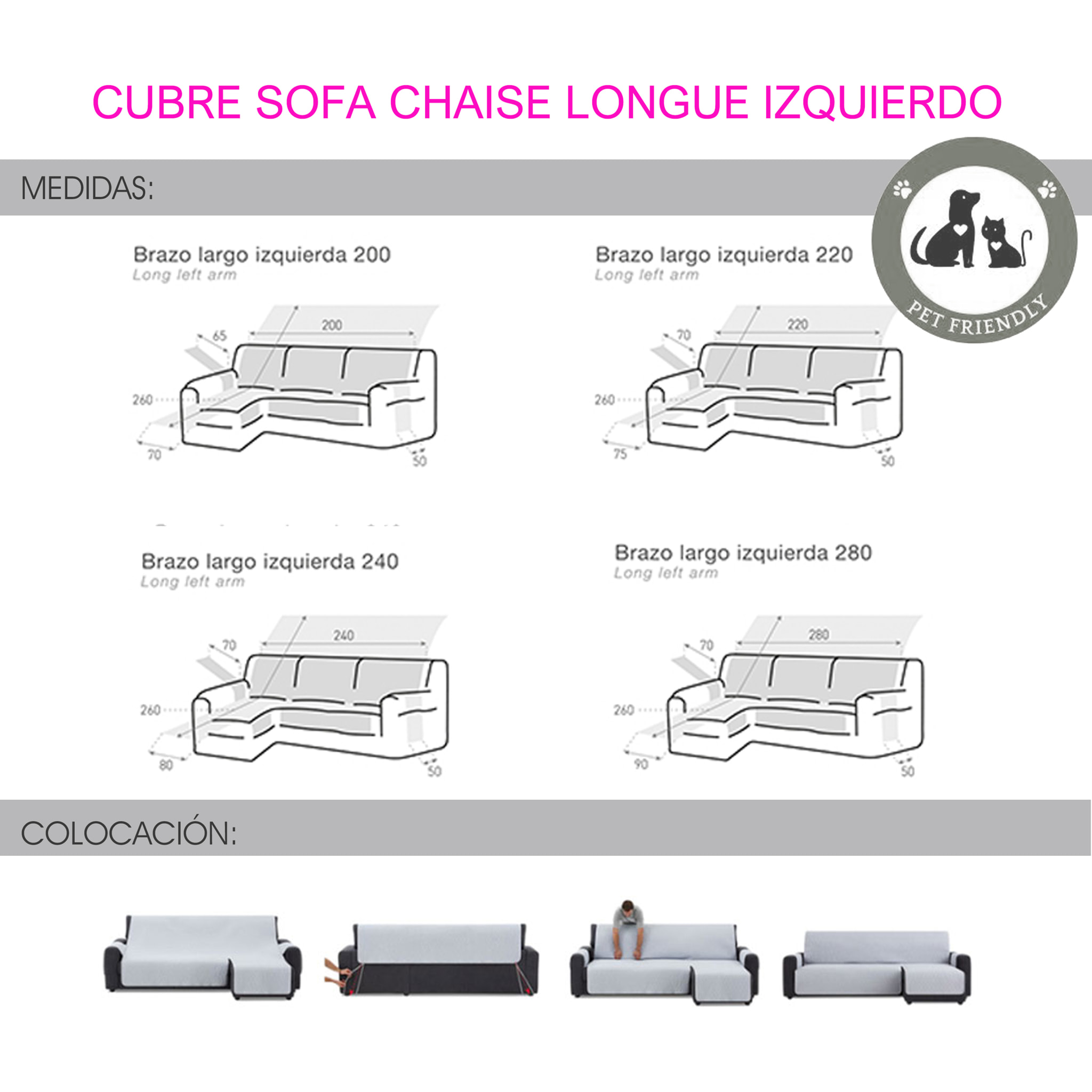 Cubre sofá para Chaise Longue DRY acolchado y antimanchas azul (brazo izquierdo)