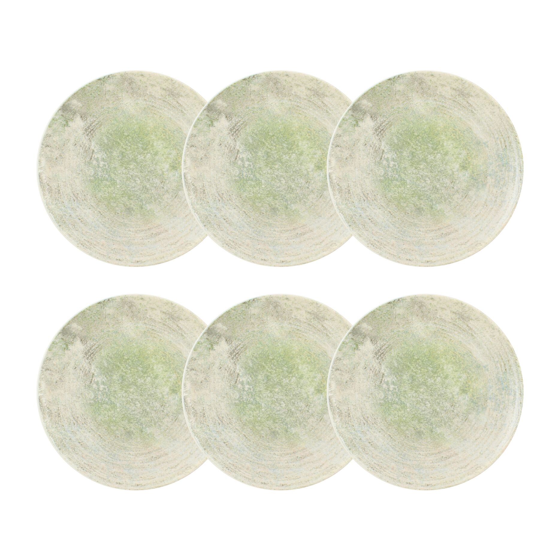 Lot de 6 assiettes à dessert en porcelaine verte 20cm NATURA